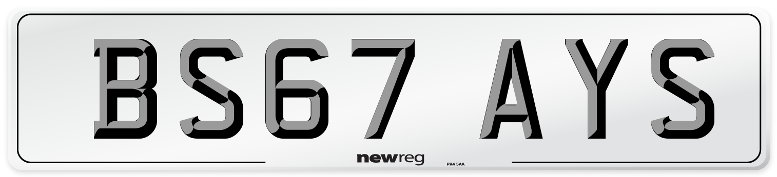 BS67 AYS Number Plate from New Reg